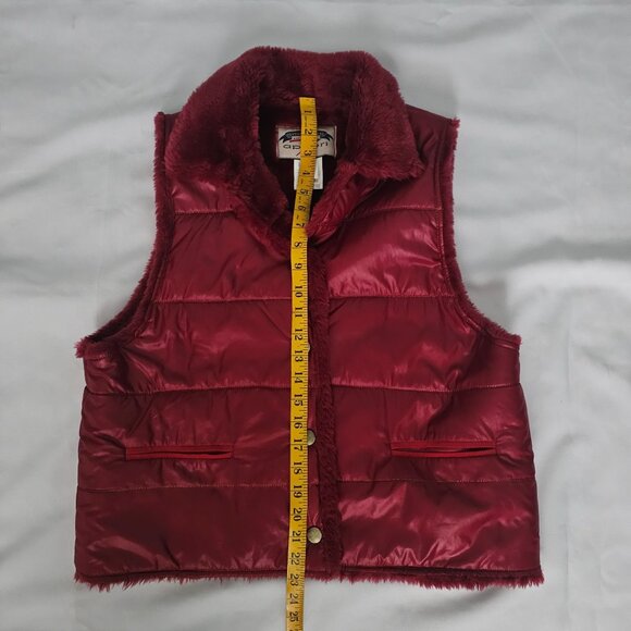Apriori Cotton & Casual Apriorisette Burgundy Plush Lined Puffer Vest Size 8 - Picture 14 of 14